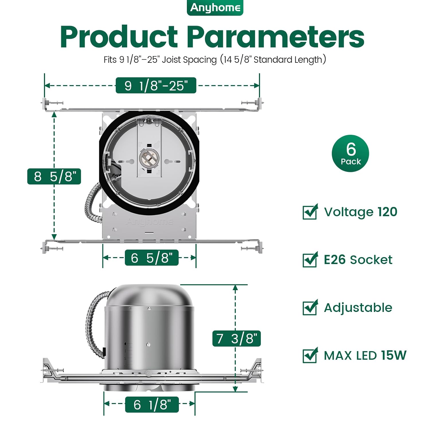 6 Inch Recessed Lighting Housing 6 Pack, New Construction image 5