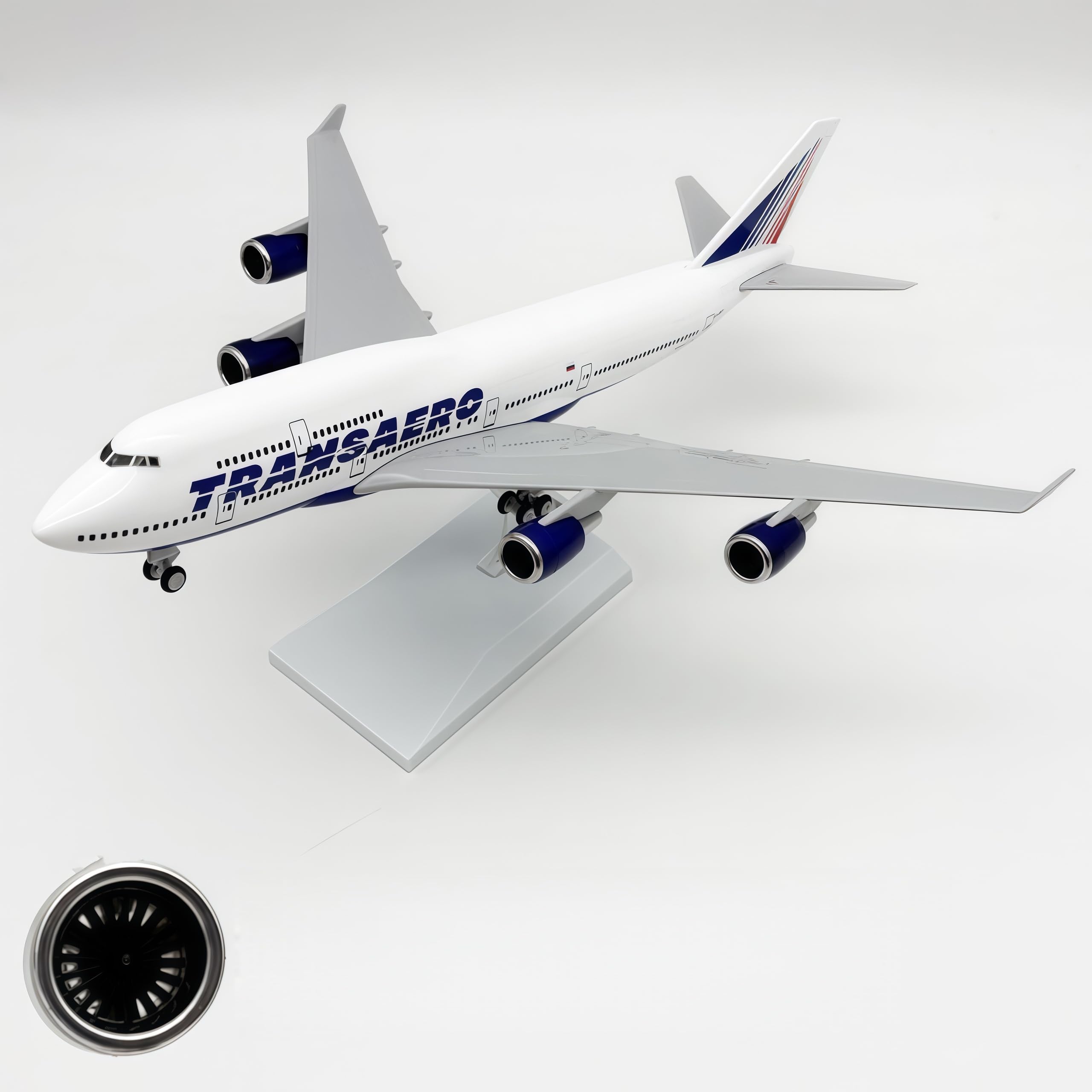 LGSRSNXHTX 1/200 Diecast Metal Airplane Model with Stand Transaero B747 Plane Model for Adult Aviation Gifts,Desktop Display Airplane Ornament