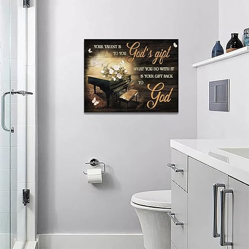 Miniatura 5 de eiffecho Decoración de música de piano, arte de pared con texto en inglés "You Talent Is God's Gift Pictures", decoración de pared para pianista