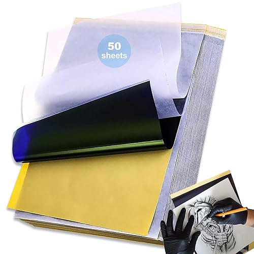 Tattoo Transfer Paper - Autdor 50 Sheets A4 Thermal Stencil Paper for Tattooing DIY Clear Tattoo Stencils Compatible with Thermal Printers & Tattooing Supplies