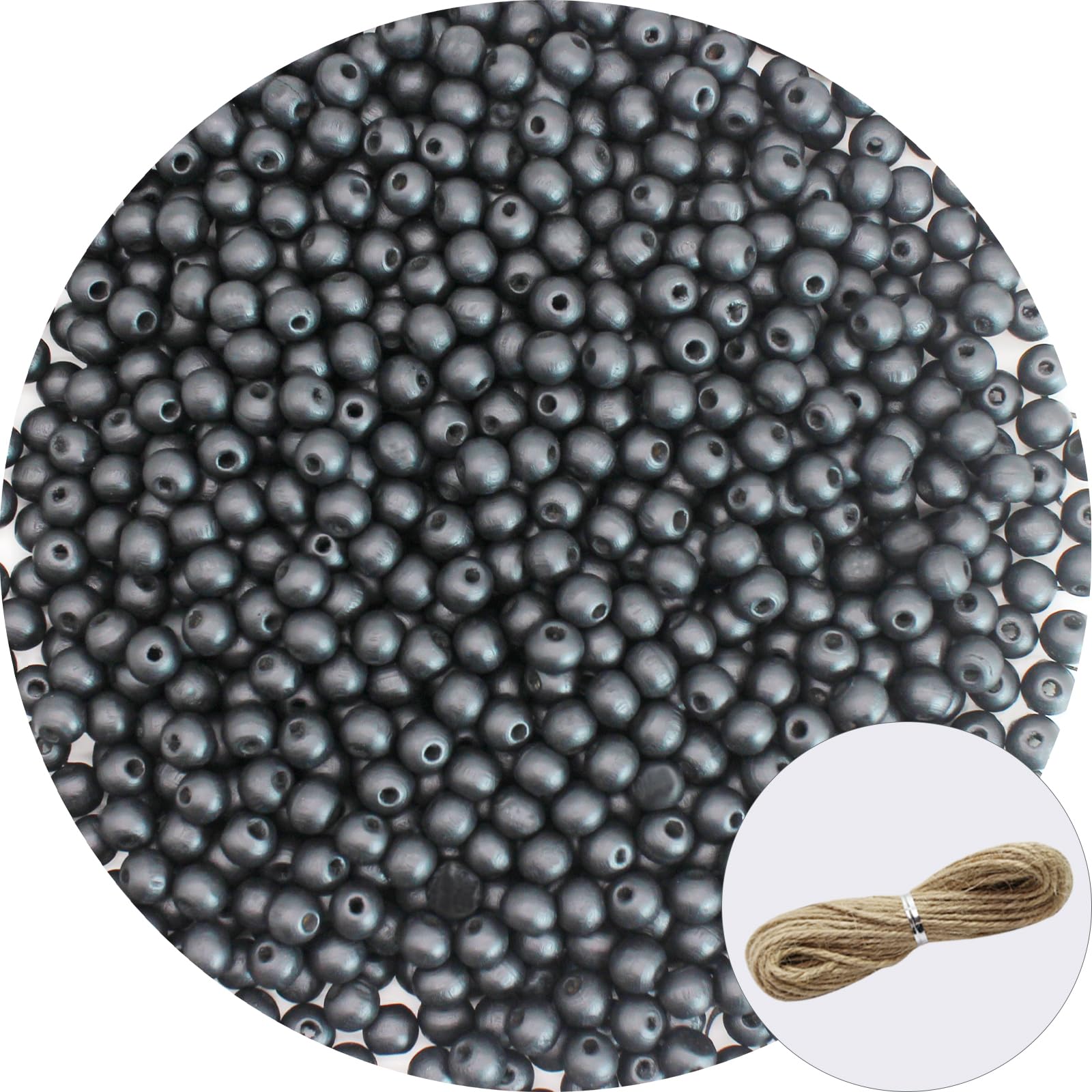 ZHFMLY 8mm 1400pcs Black Painted Wooden Beads Round Space Bracelet Beads for Keychain, DIY Craft, Farmhouse, Home & Party Decoration, Jewelry Making