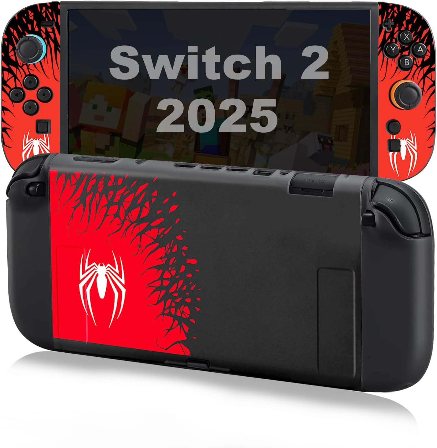 Protective Case for Nintendo Switch 2017, Silicone Switch Case Cute Travel Cases Grips Cover with Shock-Absorption & Anti-Scratch Soft Slim Shell Travel Protector Accessories Spider, Black