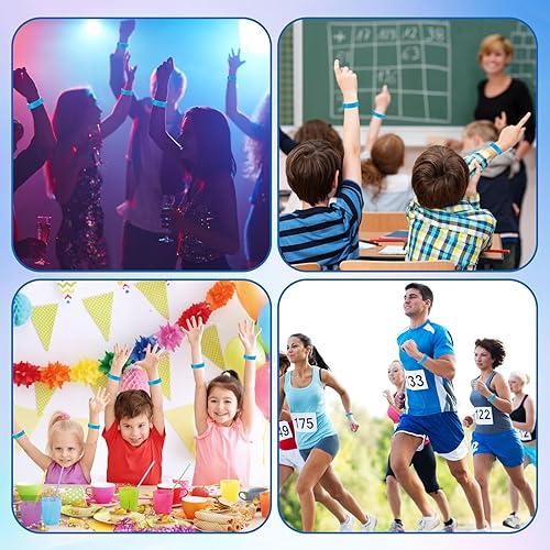 Miniatura 3 de 800 pulseras de colores para eventos, pulseras de papel, pulseras impermeables para eventos, pulseras adhesivas personalizadas para fiestas (azul)