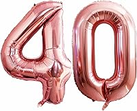 Vista 258 de GOER Globos con el número 80 para decoraciones de fiesta de cumpleaños número 80, globos de helio de aluminio jumbo de 42 pulgadas para 80 Oro rosa