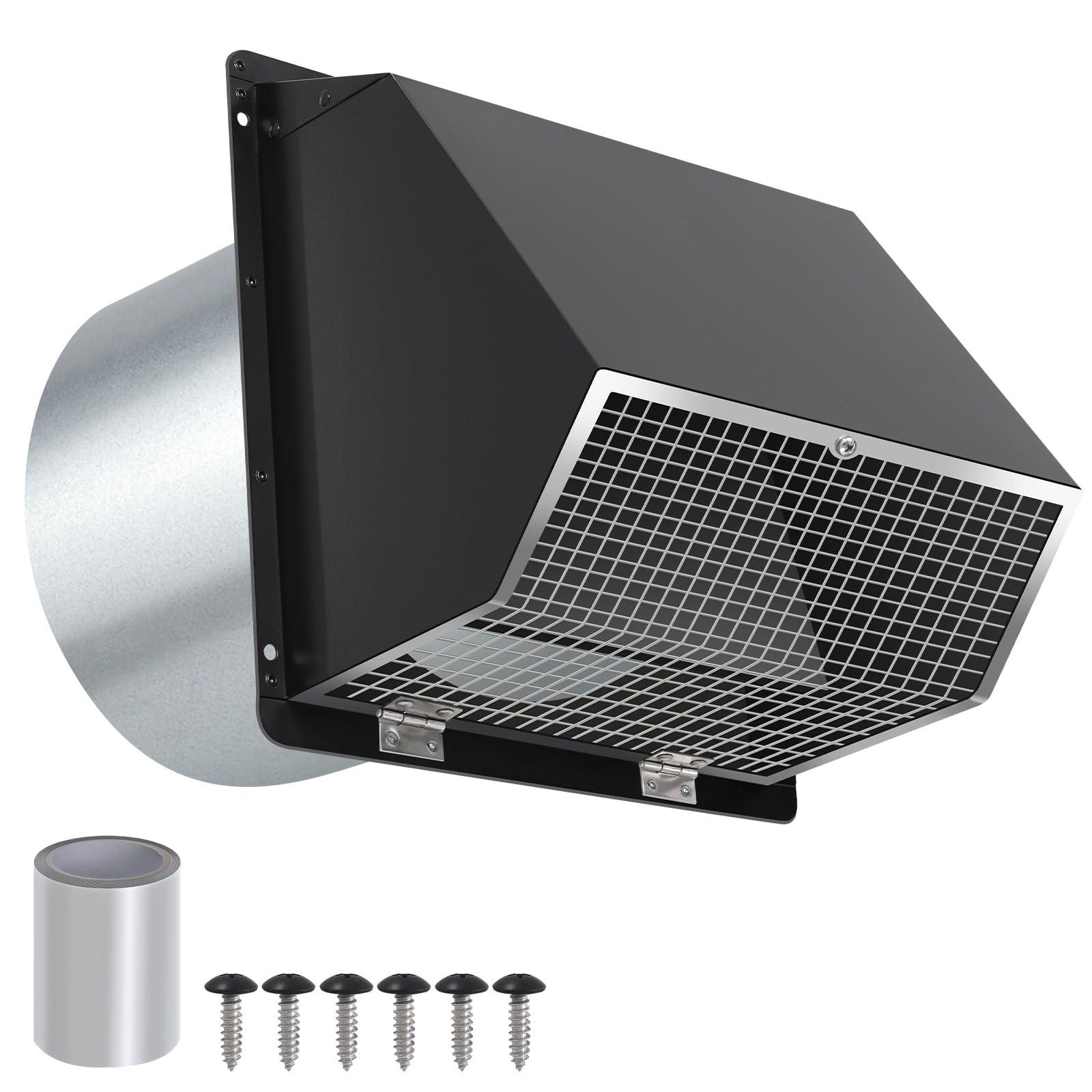 Photo 1 of 7Inch Wall Vent with Screen and Damper,Galvanized Steel Hooded Wall Vent Cover Cap Exhaust Vent Cover Outside,Exterior Vent Hood Outdoor for Kitchen Range Hood Laundry Dryer Bathroom Fan Duct Air Vent