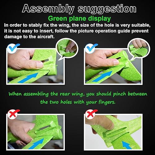 Miniatura 5 de MIMIDOU Avión planeador LED, paquete de 2, avión de espuma de 17.5 pulgadas con 2 modos de deslizamiento, las fascinantes luces LED permiten que los