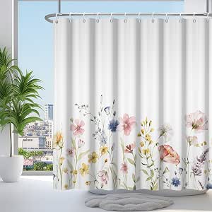 Watercolor Floral Shower Curtain 72x72 Inches – Hand-Painted Flower Print For Vintage Or Modern Bathrooms