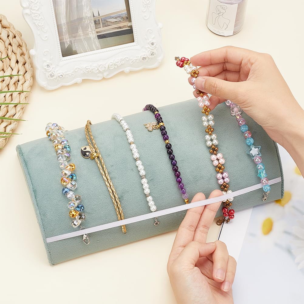 FINGERINSPIRE Half Moon Bracelet Display Stand Pale Turquoise Velvet Bracelet Display Holder Jewelry Bracelet Watch Necklace Storage Rack Jewelry Organizer Displays for Selling Show Home Business Use - Image 3
