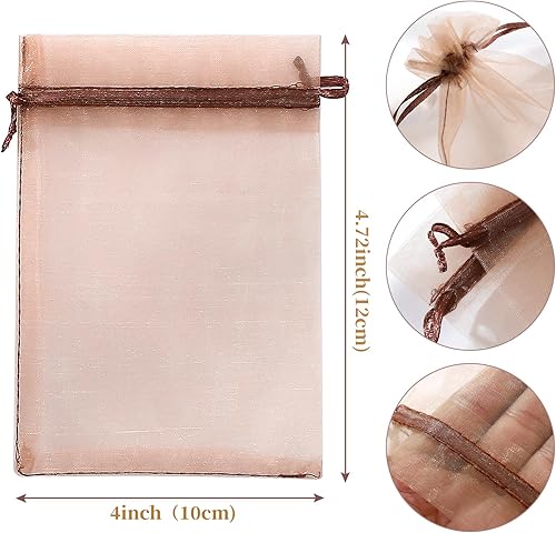 Miniatura 56 de Hopttreely 100 bolsas de organza transparente de alta calidad, bolsas blancas para recuerdos de boda, 4 x 4.72 bolsas de regalo de joyería