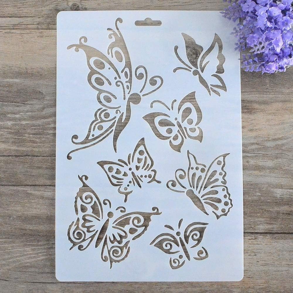 SLGIFT DIY Decorative Stencil Template for Painting on Walls Furniture Crafts (Butterfly)
