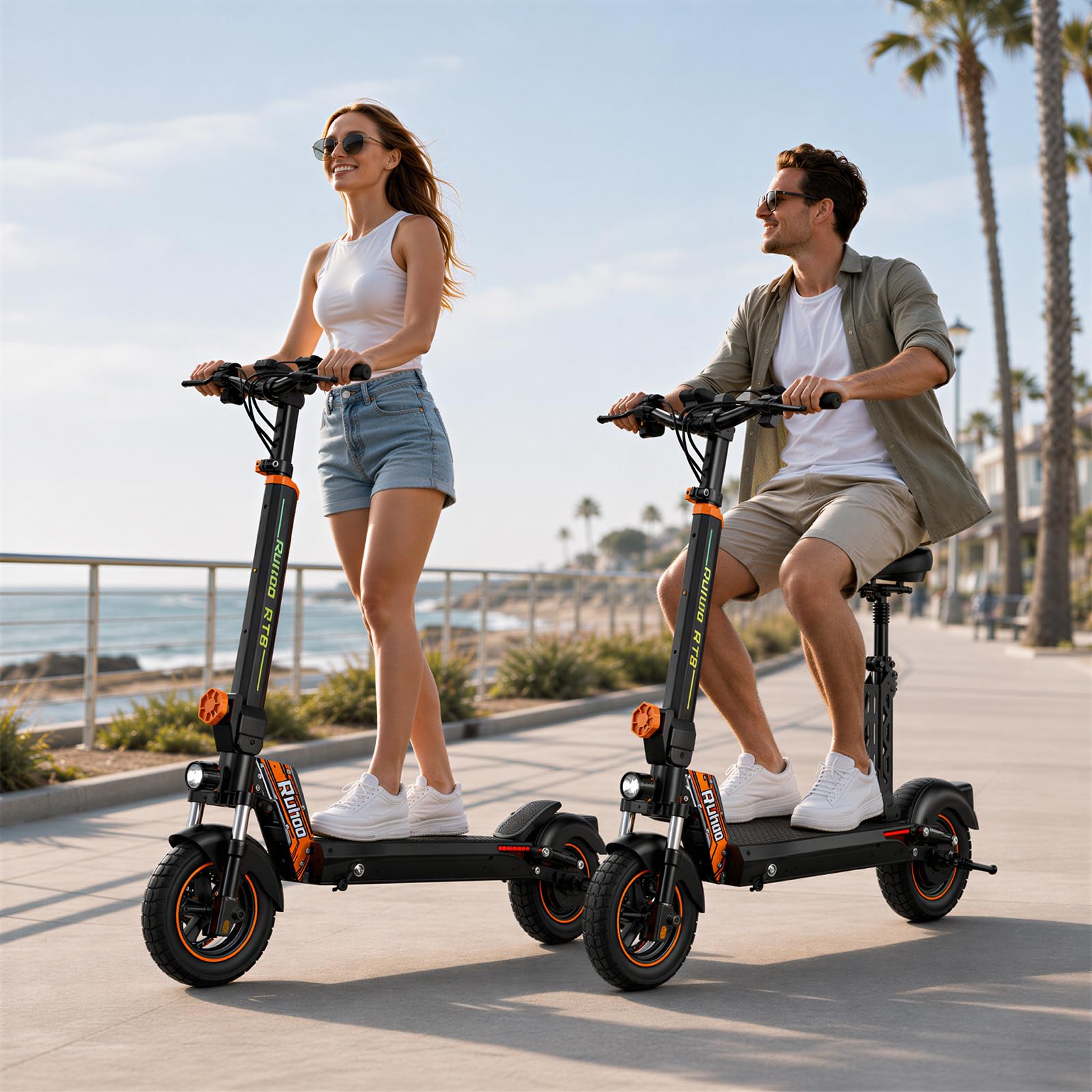 RT6 Trottinette Électrique, Autonomie Max 50KM, Batterie 48V 15.6Ah, Pneus Tout-Terrain 10 Pouces, 3 Mode de Vitesse, Affichage Intelligent, Facile à Plier