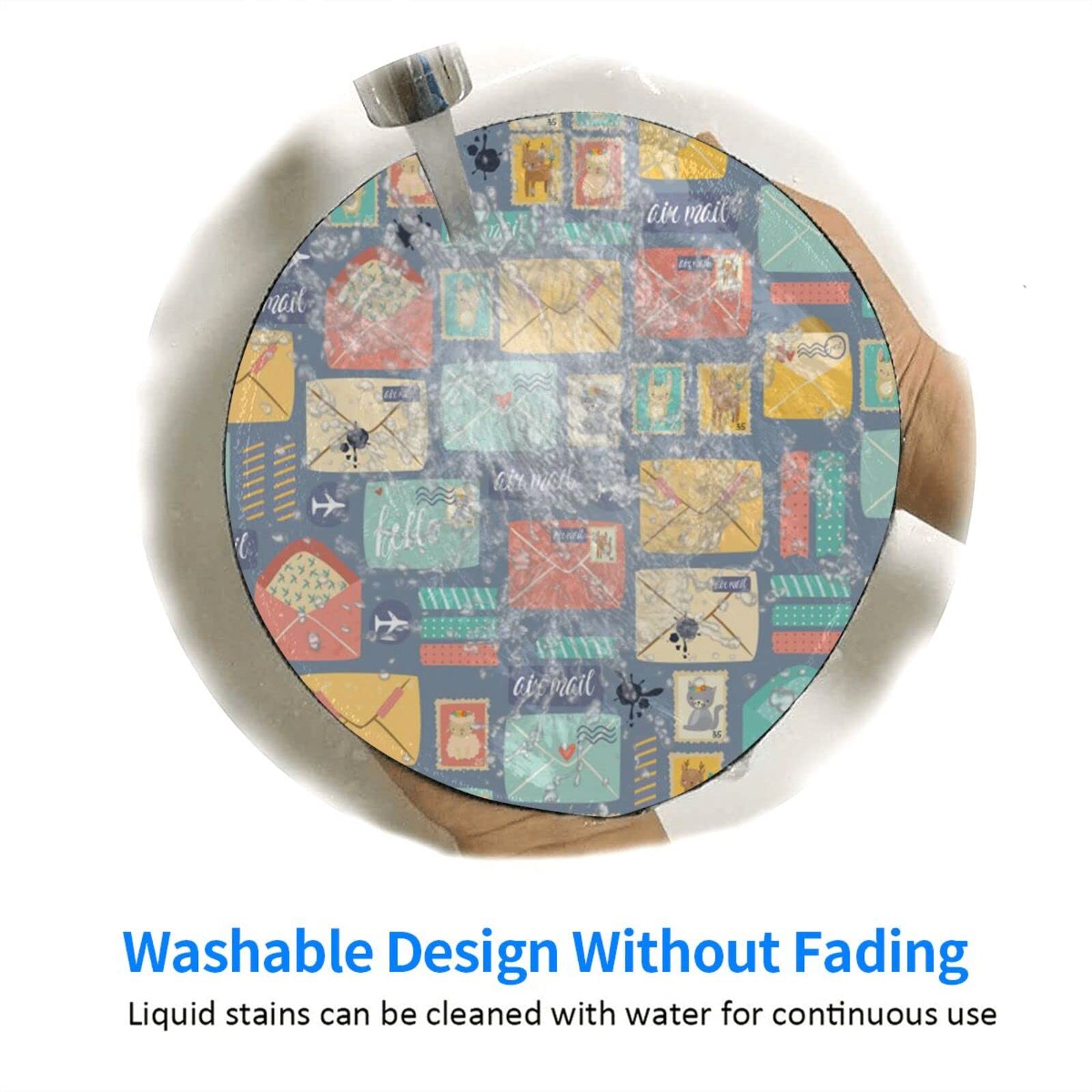 Tapis De Souris En Tissu Rond Lavable Pour Ordinateur