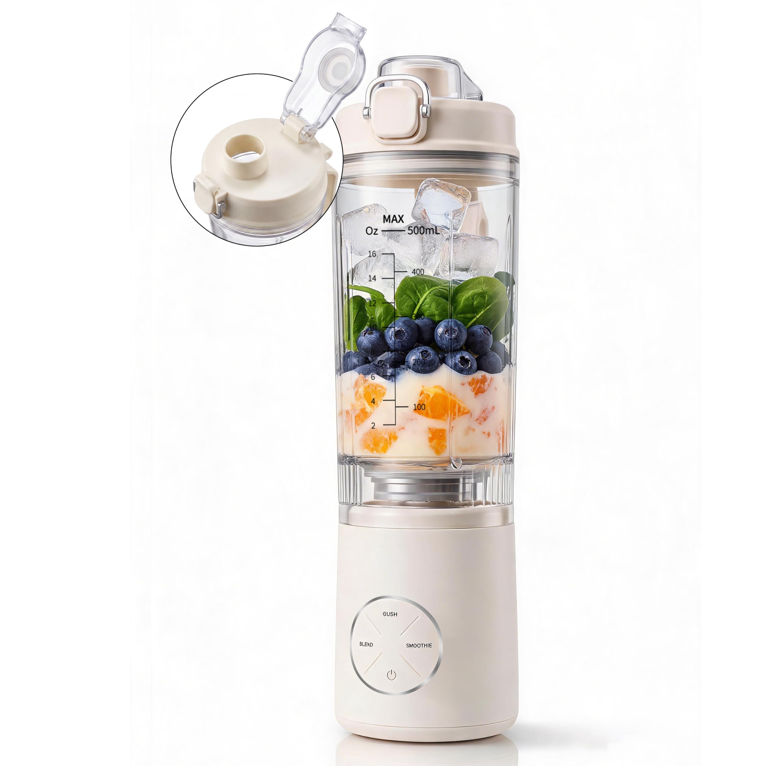 Portable Blender Smoothie Maker, Cordless Personal Blender, 500ml BPA-Free