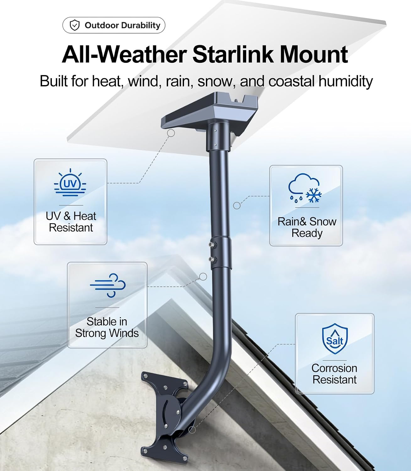 PandaShield Starlink Pole Mount for Standard Gen 3/V4 Dish
