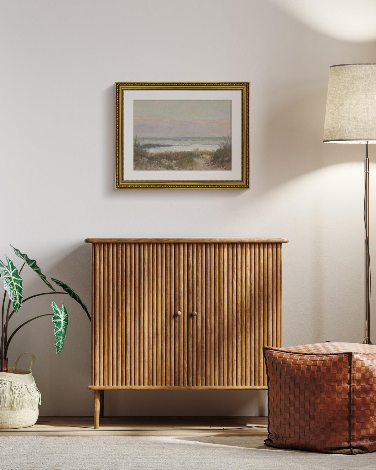 viyyiea gold framed wall art canvas print home decor classical coastal scenery bathroom pictures wall decorations farmhouse wall art room decor kitchen office bathroom art prints wall decor 16x20in beach grass and surf 20"l x 16"w