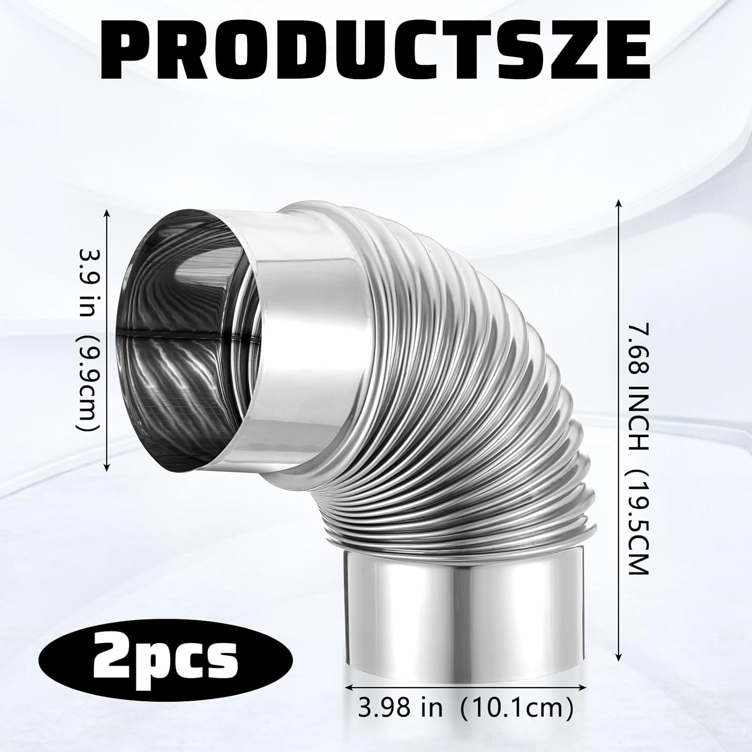 4 Inch 90 Degree Galvanized Dryer Elbow Vent Tube Connector Dryer Vent Elbow Connector Dryer for 4" HVAC Duct Ducting Pipe Hose Ductwork (2 Pcs)