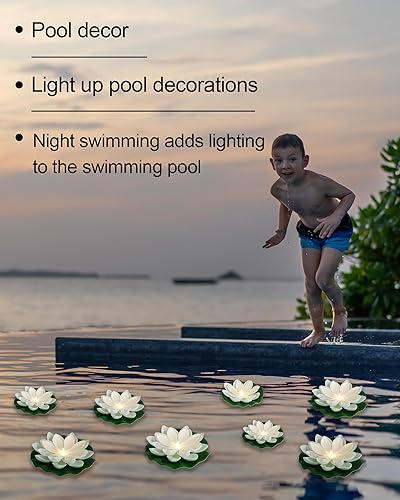 Miniatura 4 de Loguide - Flor de loto impermeable con luz LED a la moda de luciérnagas, única, cambia el color de la flor, lámpara de noche de jardín de la casa,