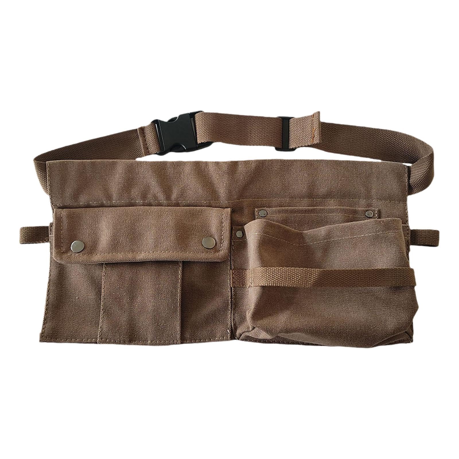 Sac à outils en toile café multifonctionnel avec ceinture réglable pour artisan