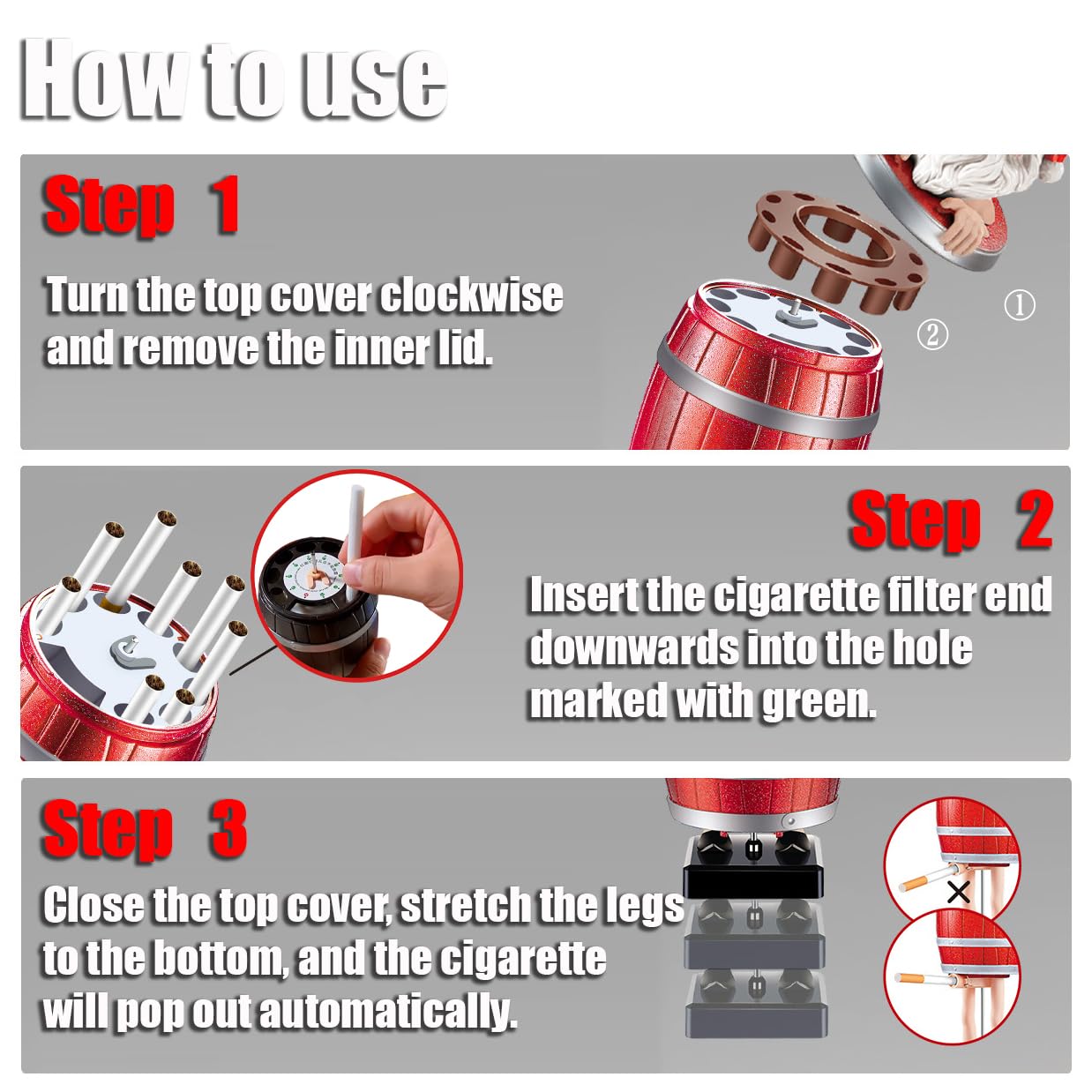 Funny Santa Cigarette Dispenser, Christmas Prank Santa Claus Cigarette Dispenser, Santa Claus Cigarette Cases & Dispensers, Perfect Gag Gift for Christmas Party, Home Decor (A+B)