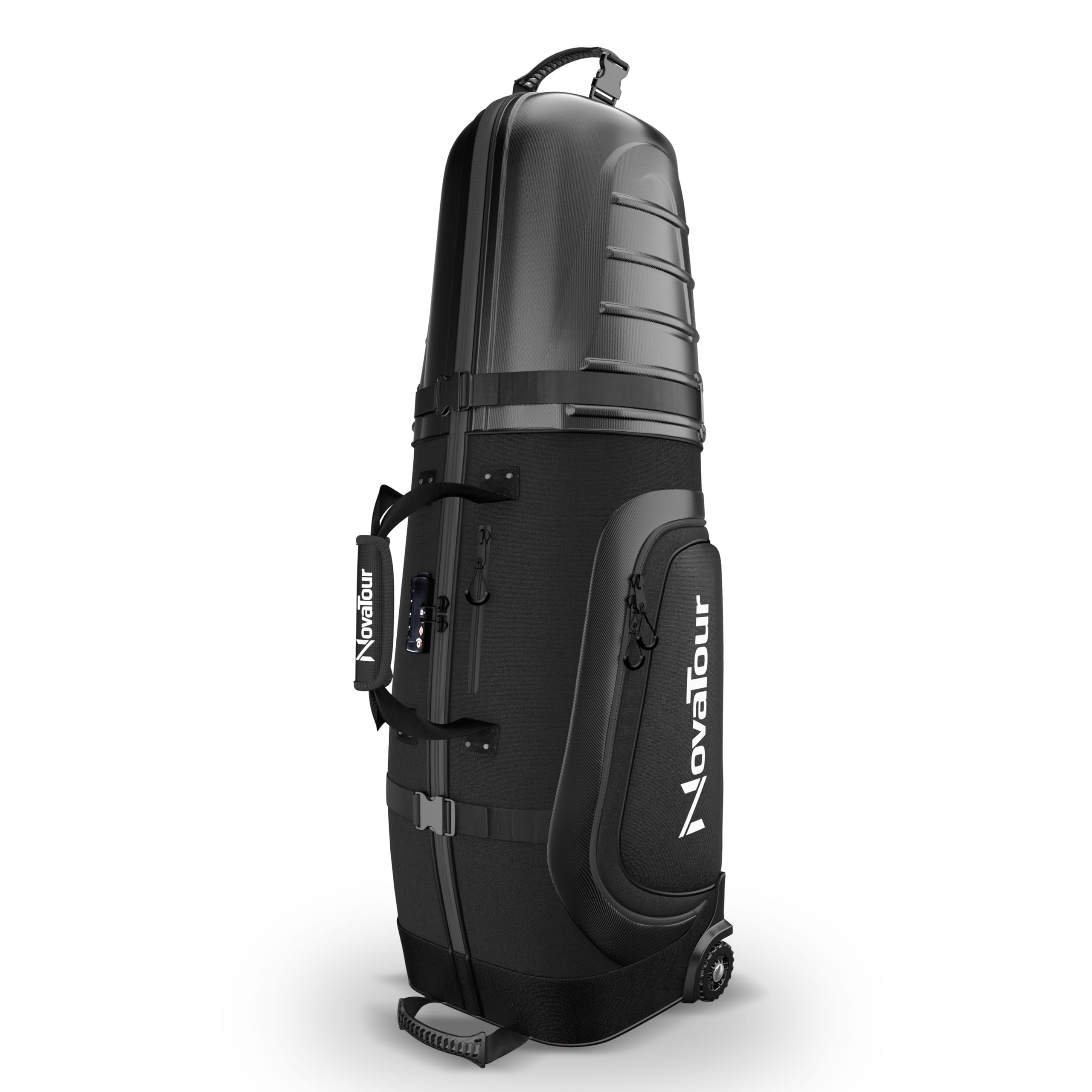 Golf Travel Bag for Airlines: Hard Case Top, Waterproof Zippers, 1680D Oxford Fabric, Built-in TSA Lock, Oversized Tank Wheels, Lightweight, Easy to Maneuver - Maximum Club Protection