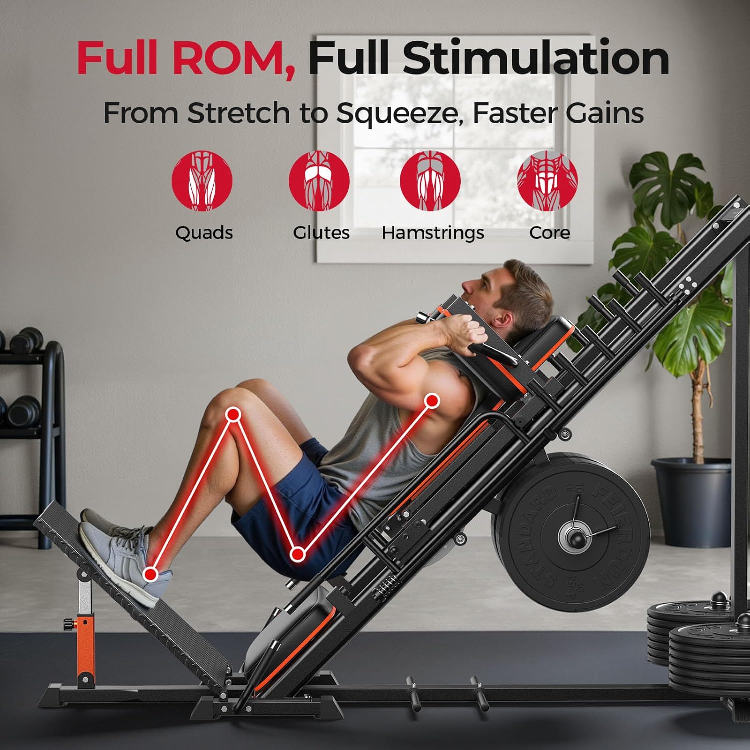 Feierdun 3‑In‑1 Leg Press Hack Squat Machine With Ultra-Quie...