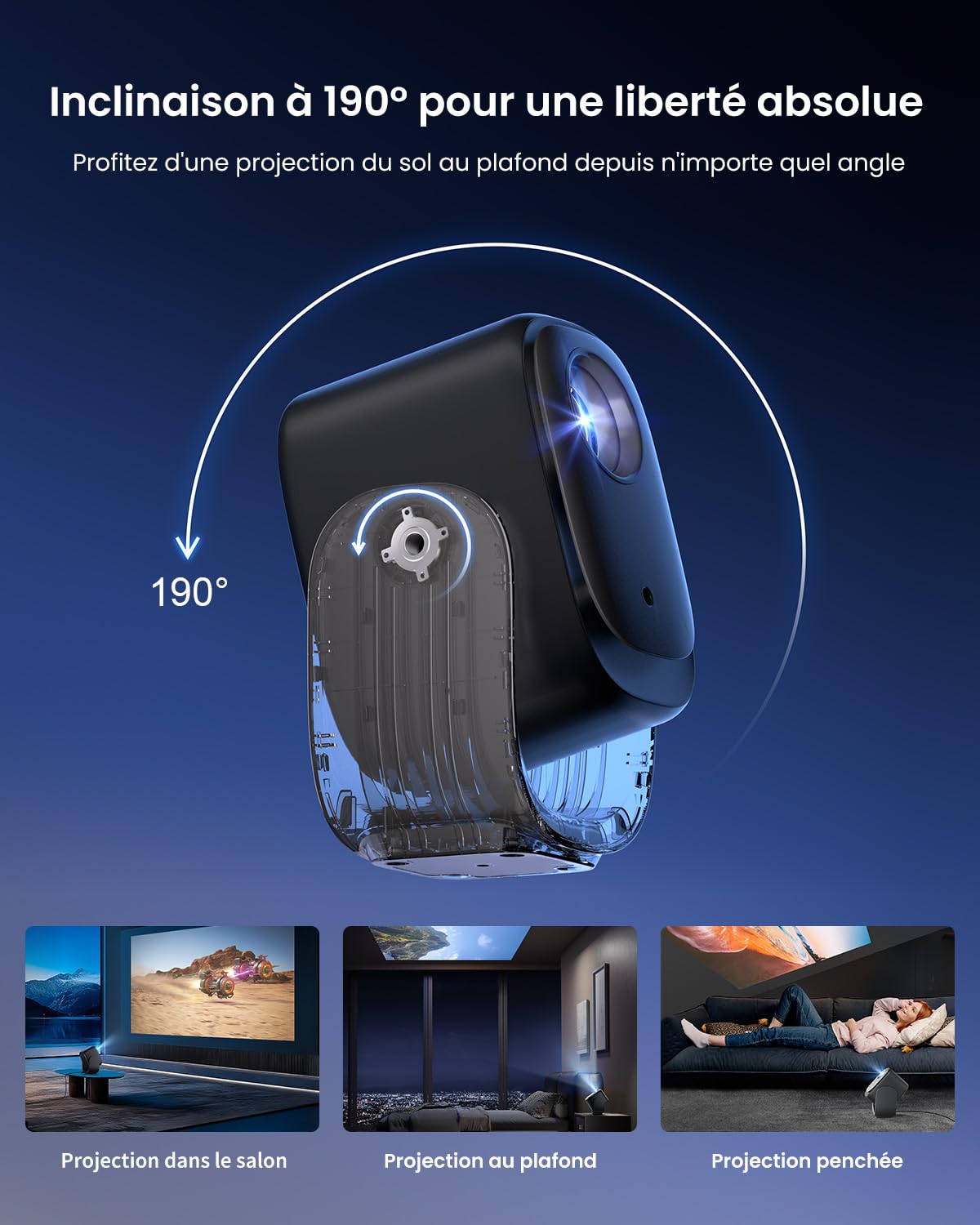 Dangbei N2 Mini Vidéoprojecteur Portable, 200 ISO Lumen Projecteur Vidéo 1080P Natif avec Officiel Netflix, Projecteur Exterieur/Home Cinéma, Rotation à 190°,Auto Keystone/Focus, WiFi, Bluetooth
