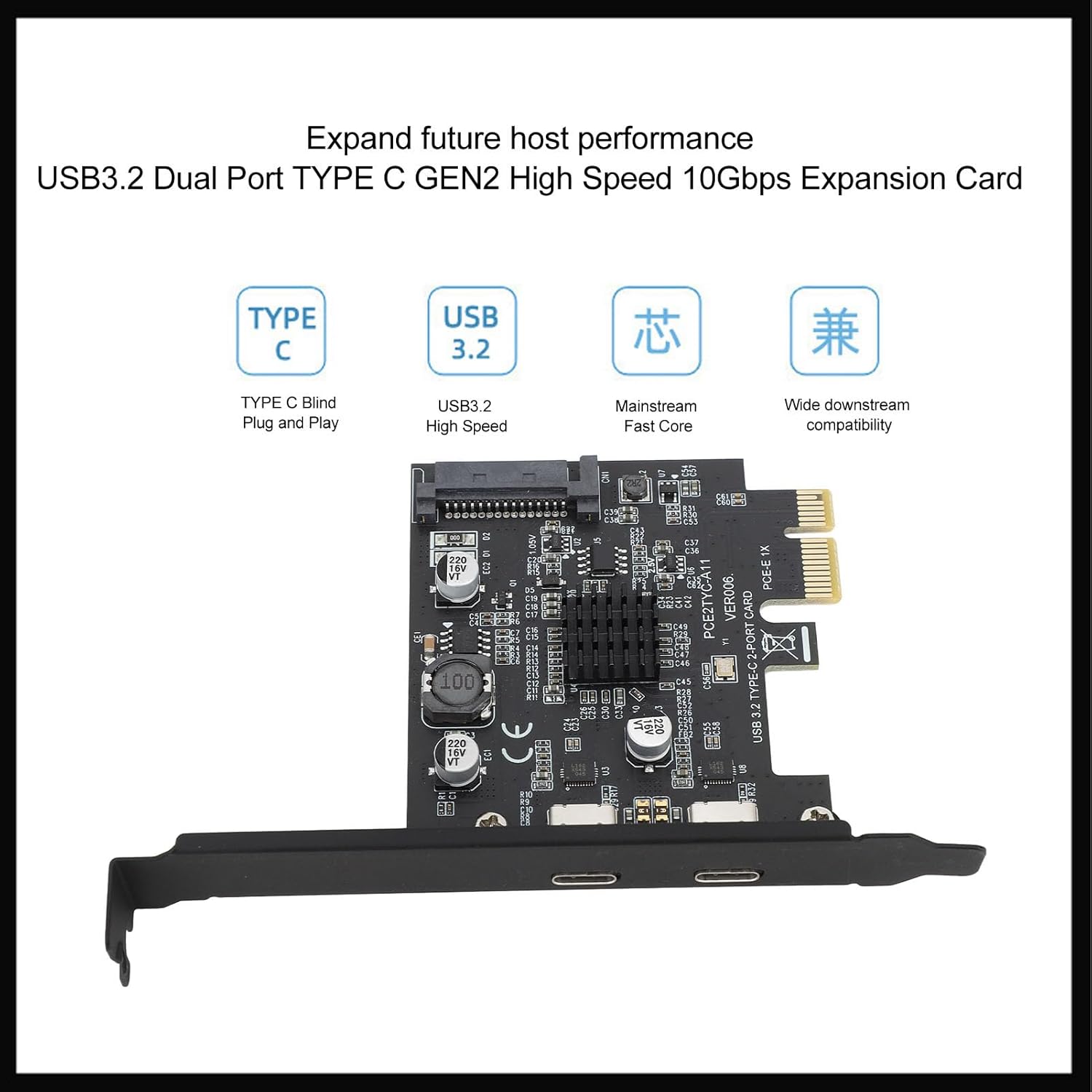 USB 3.2 PCI Express Expansion Card Gen2 10Gbps PCIe Expansion Card, Type C PCI Express (PCIe) Expansion Card USB Card for Desktop PC