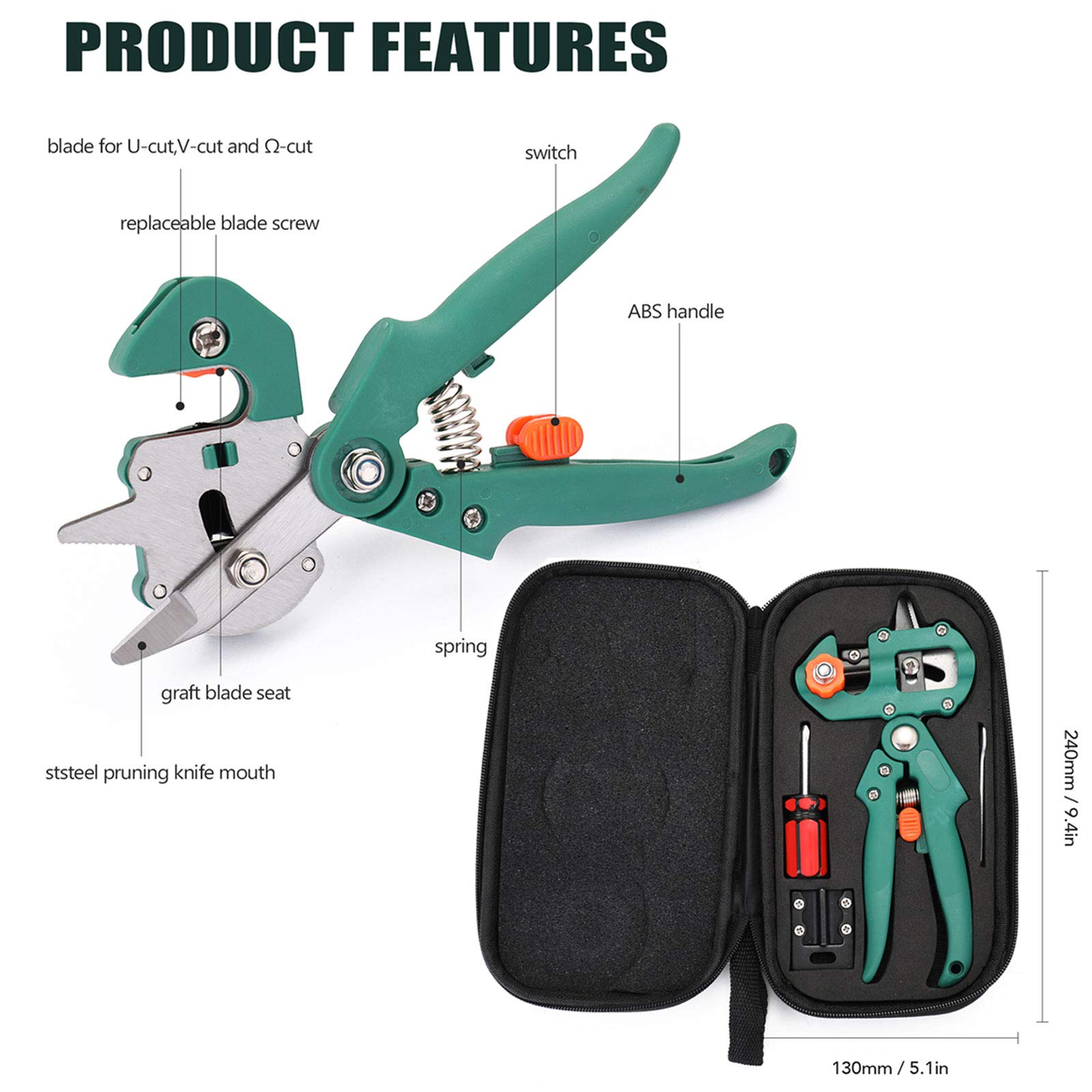 Forbici per Innesto e Potatura Forbici Innesto Professionale Kit, Giardino Innesto Kit Professionali Cesoia Forbici da Potatura Set da Giardinaggio, Lame Intercambiabili, Lama Affilata, Ottimo Regalo