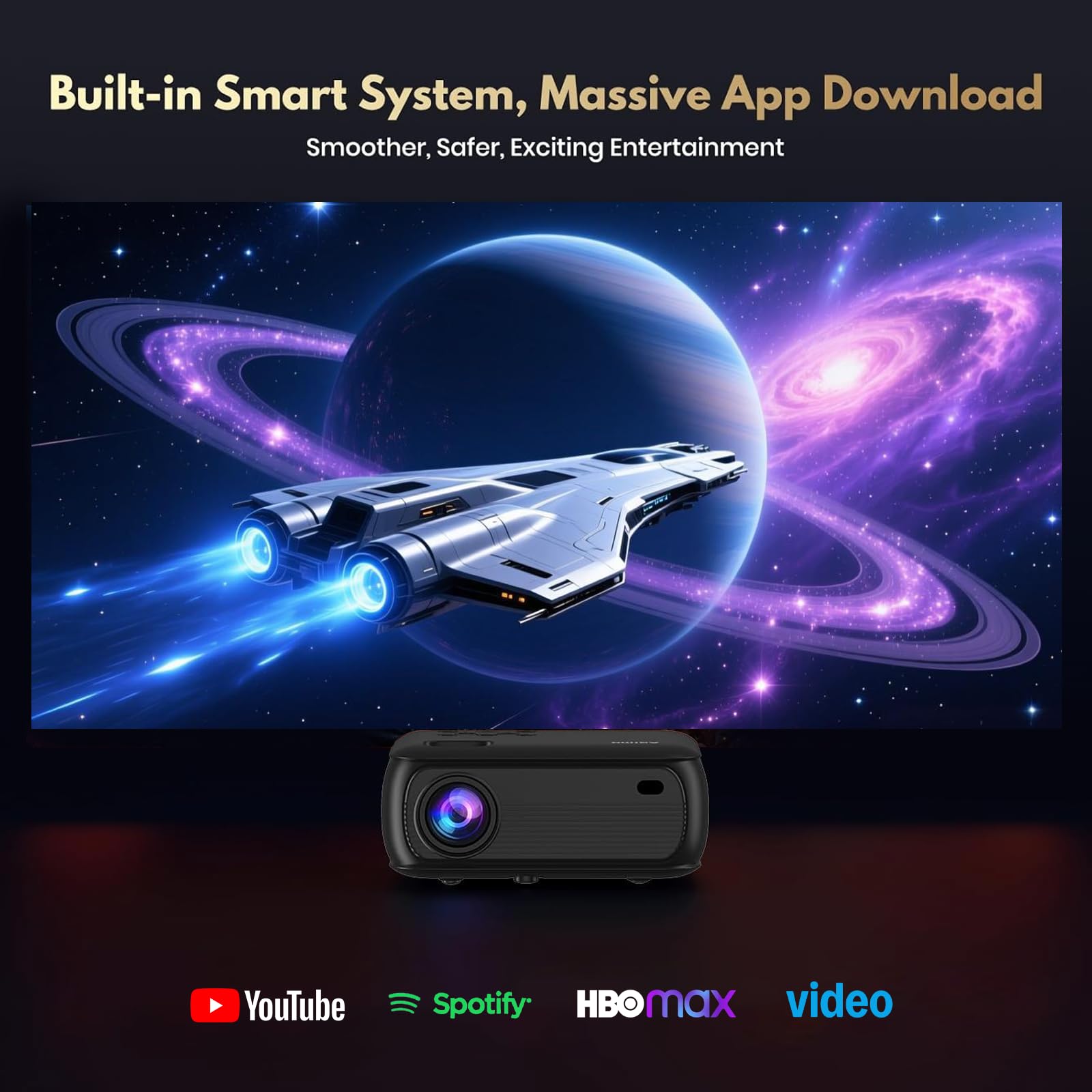 Mini Proiettore WiFi 1080P 4K Supporto Smart TV OS - Dettaglio