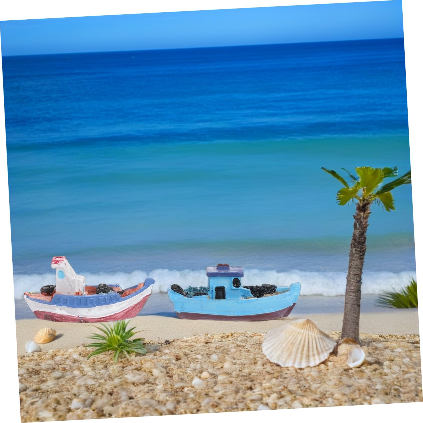 Kisangel Kit Decorativo Spiaggia 8 Pezzi in Resina a Forma di Barca, Miniatura per Decorazioni Casa da Spiaggia e Paesaggi Marini in Miniatura Stili multipli