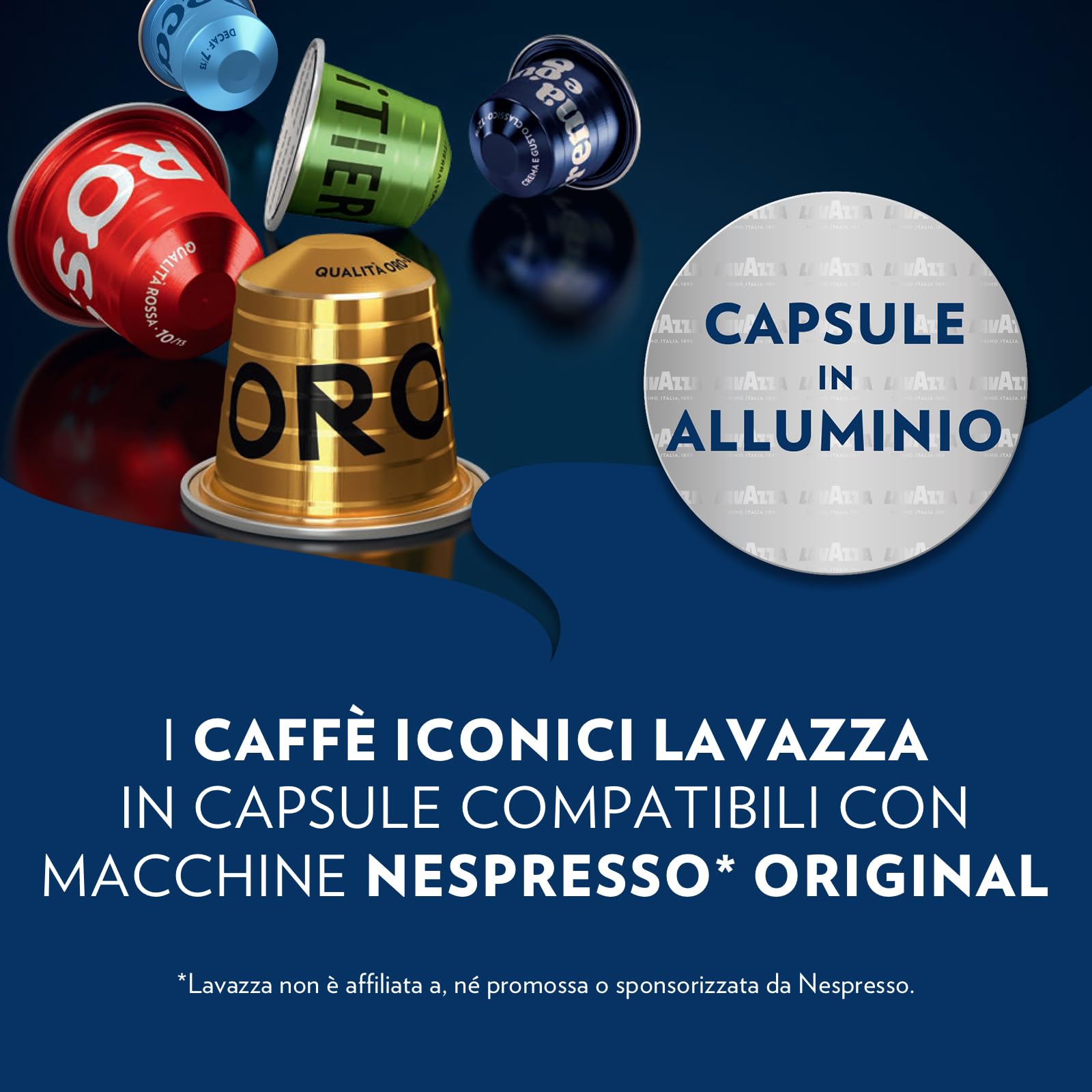 Lavazza, Qualità Rossa, 100 Capsule di Caffè in Alluminio Compatibili con Macchine Nespresso Original, con Note di Cioccolato e Frutta Secca, Arabica e Robusta, Intensità 10/13, Tostatura Media