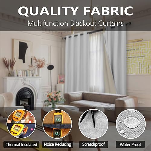 Miniatura 8 de Cortinas opacas para dormitorio, cortinas con aislamiento térmico con ojales para sala de estar de 63 pulgadas de largo, juego de 2 paneles de