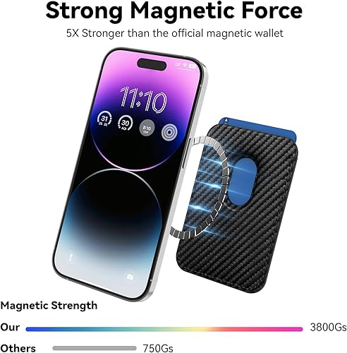 Miniatura 33 de Más fuerte magnético RFID cuero Mag seguro titular de la tarjeta para iPhone 15 Series, verde claro