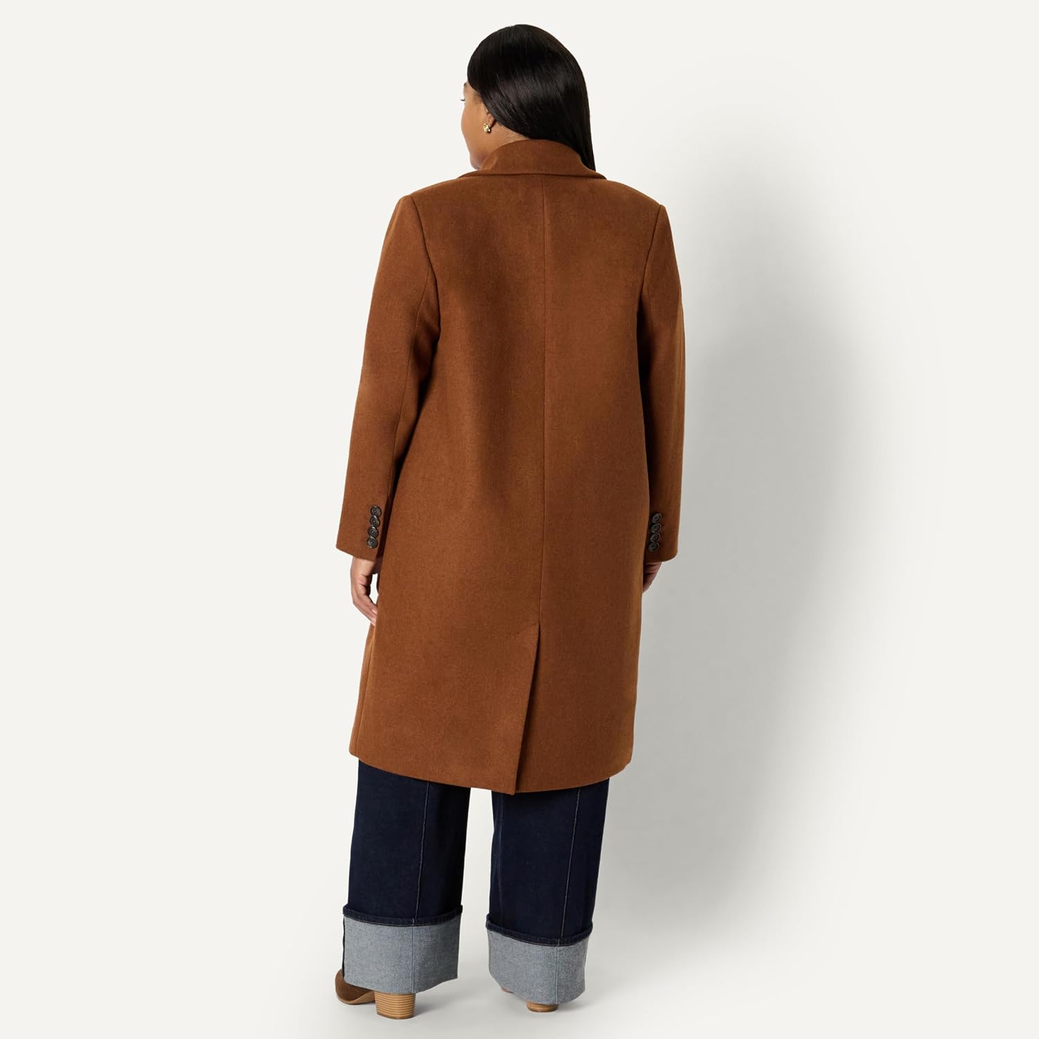Amazon Essentials Women's Relaxed-Fit Double-Breasted Wool-Blend Longline Coat