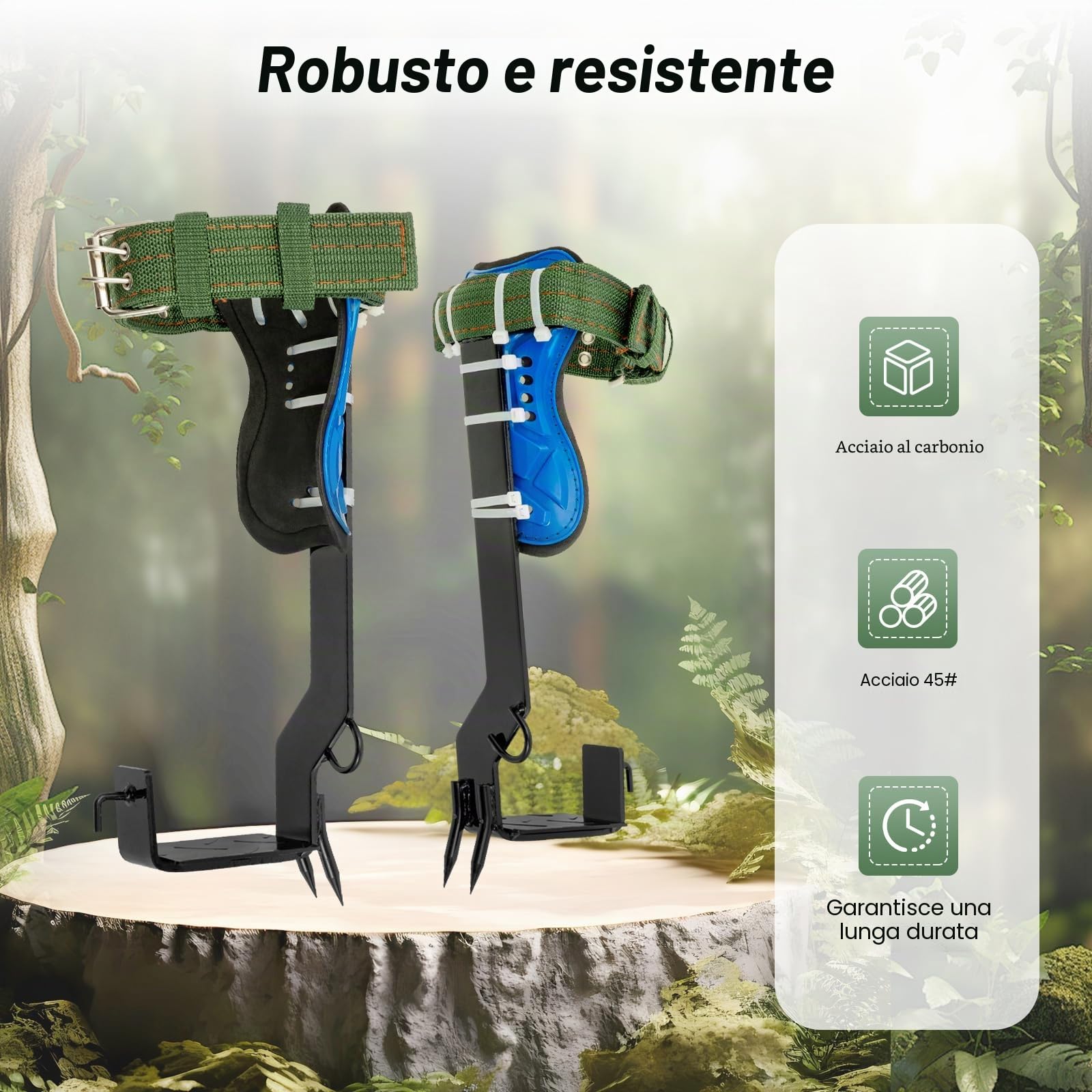 Set di attrezzi per arrampicata sugli alberi, 1 paio di attrezzature per arrampicata sugli alberi, corda di ritenzione, ramponi, picchi, attrezzi per arrampicata con nastro di sicurezza