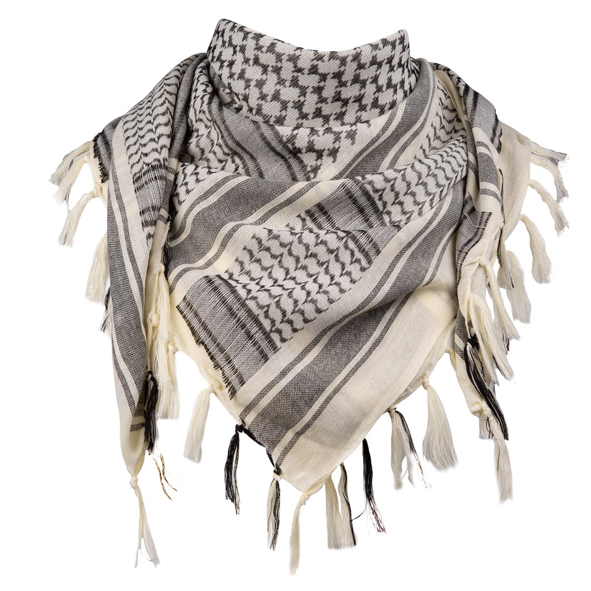 FREE SOLDIER Scarf Military Shemagh Tactical Desert Keffiyeh Head Neck Scarf Arab Wrap with Tassel 43x43 inches(Beige)