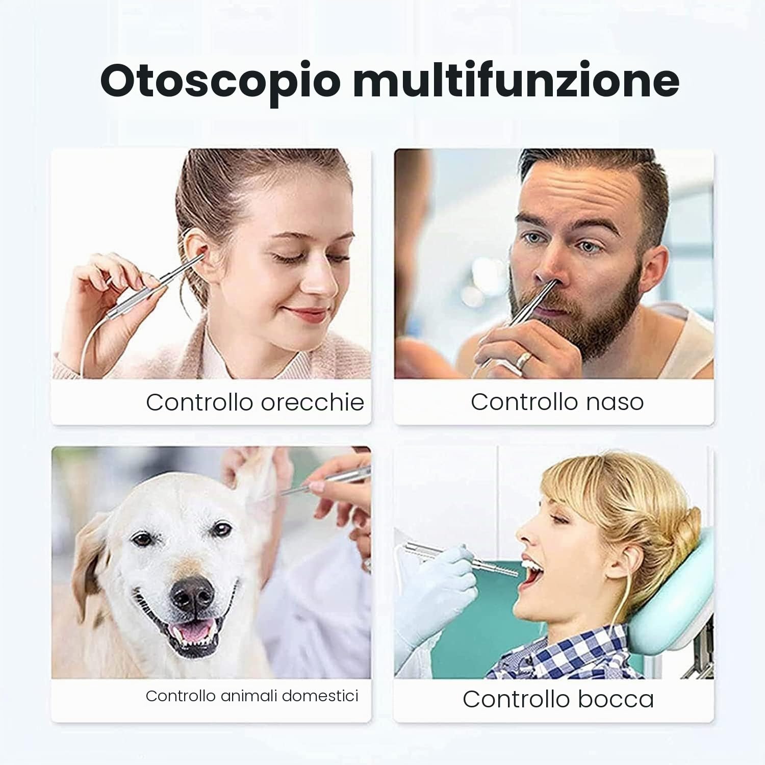 Otoscopio Digitale, Endoscopio per Esame del Canale Uditivo E Nasale, Obiettivo da 3.9 mm, Schermo da 4.5 Pollici, con 6 Luci LED, Adatto per Adulti, Bambini E Animali Domestici, gaoyun-1001