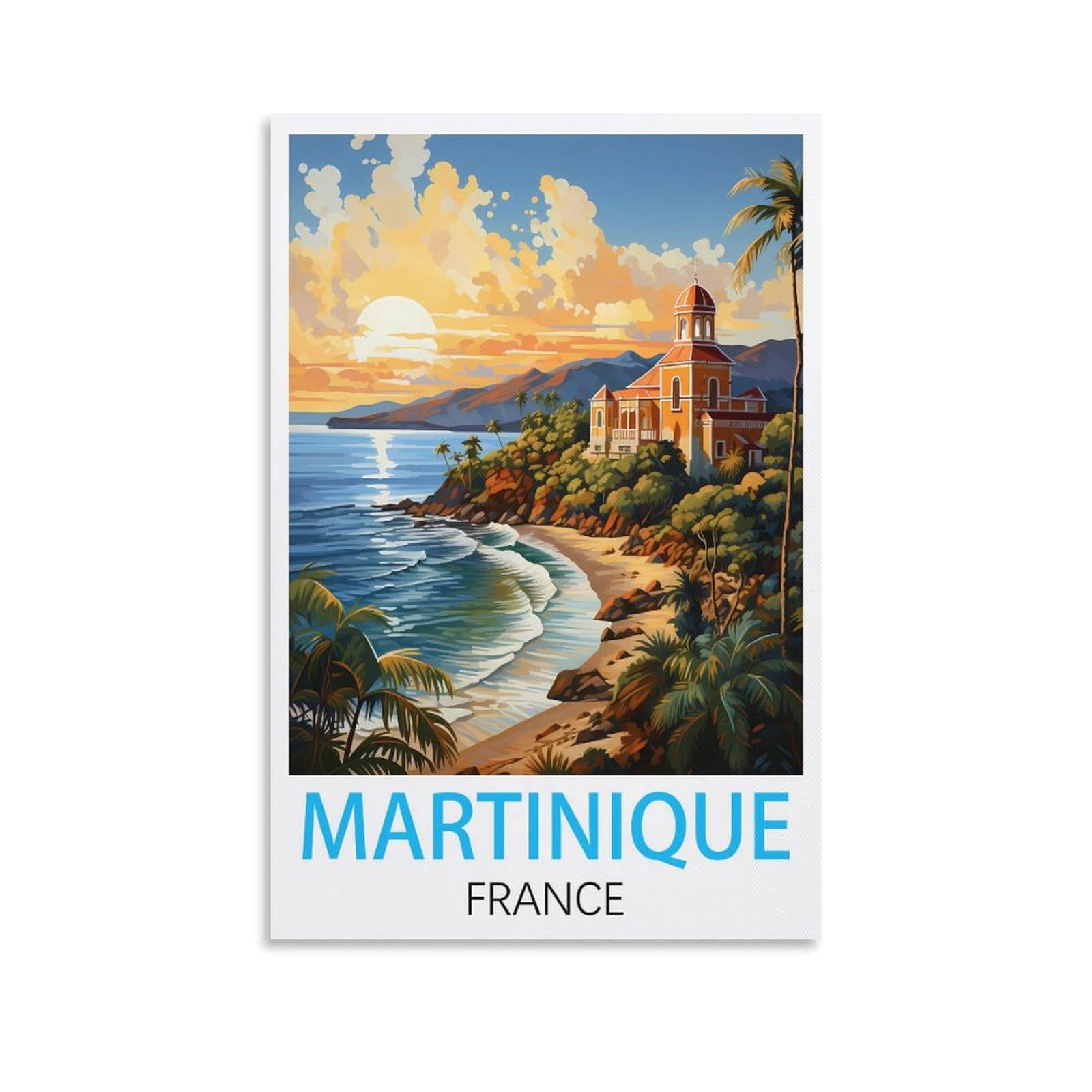 Metal Tin Sign Martinique France Travel Tin Signs Metal Poster Wall Decor Office Cafe Bathroom Badroom 30x30cm