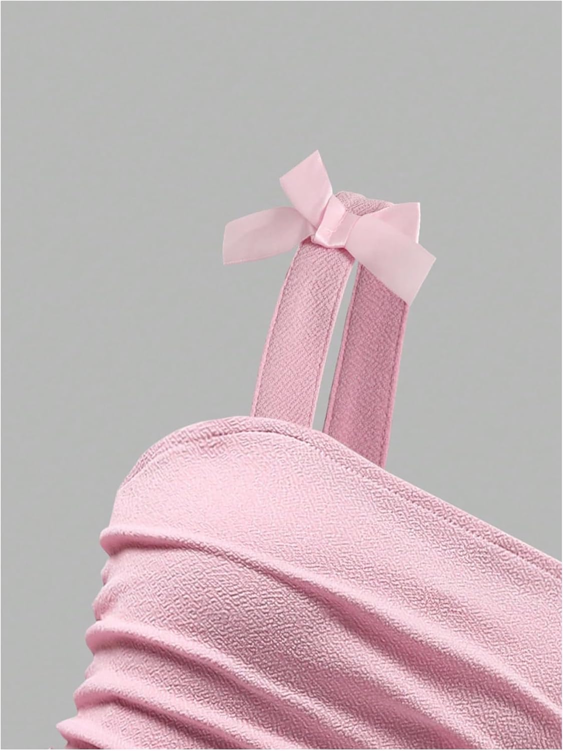 Girl's Bowknot Ruched Cami Dress Textured Cute Party Dresses A Line Dress - Image 3