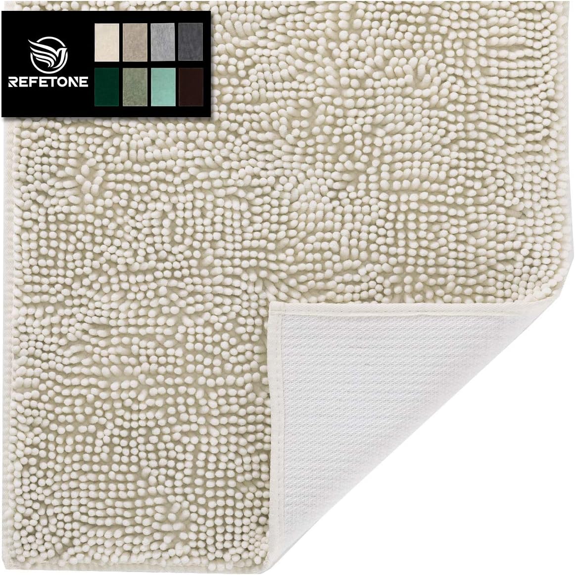 Chenille Bathroom Rug Non Slip Bath Mat for Bathroom, 24x16, Extra Soft and Absorbent Shaggy Bathroom Mat Machine Washable Bath Rug for Bathroom Thick Plush Rugs for Shower, Lvory White