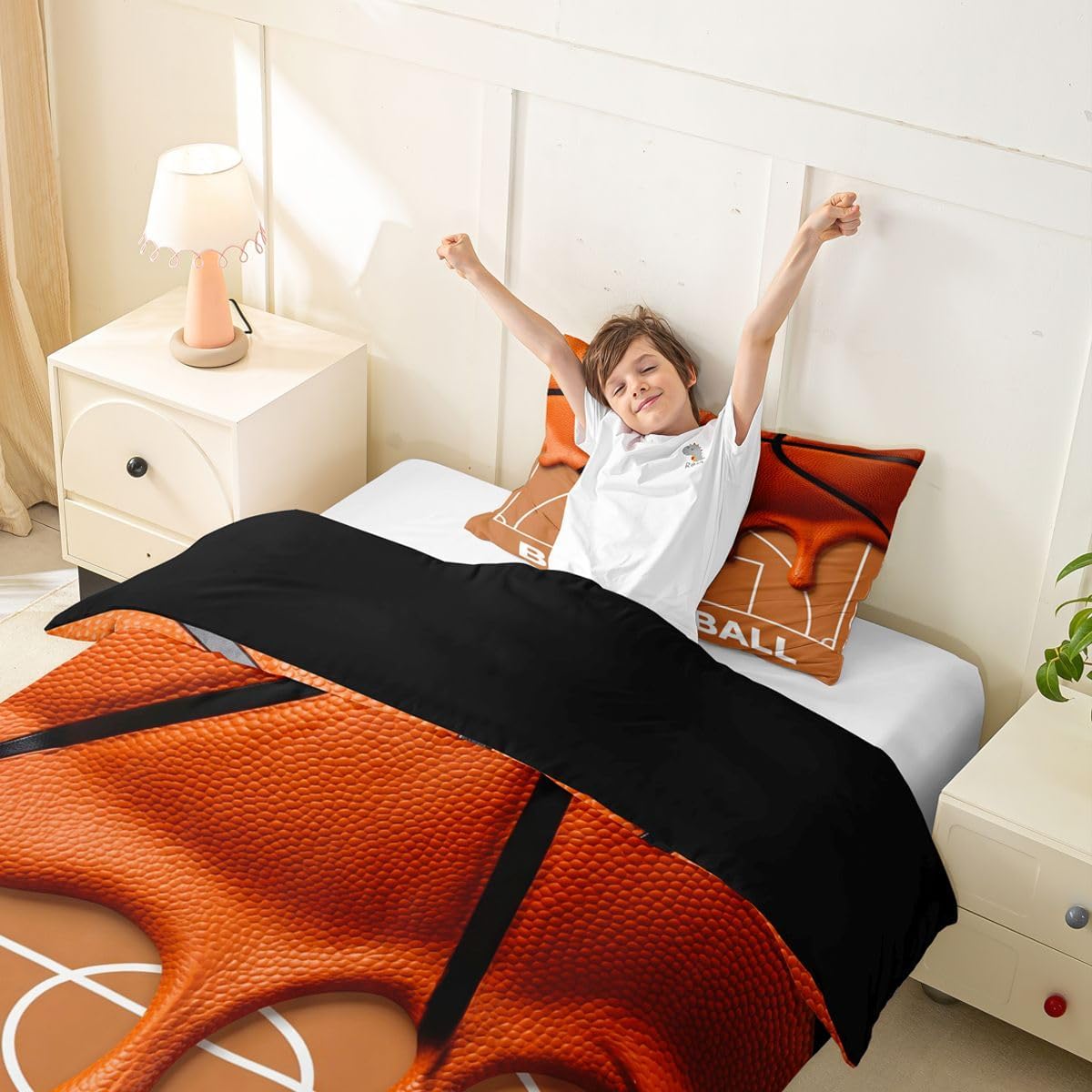 jejeloiu Kids Boys Girls Basketball Drip Duvet Cover Toddler Size image 4