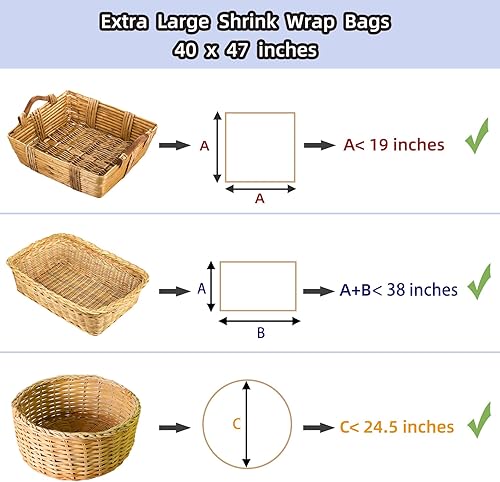 Miniatura 2 de LazyMe Bolsas de celofán retráctiles extragrandes para cestas de regalo, bolsas de cesta de Navidad de 40 x 47 pulgadas (10 unidades, XXXL)