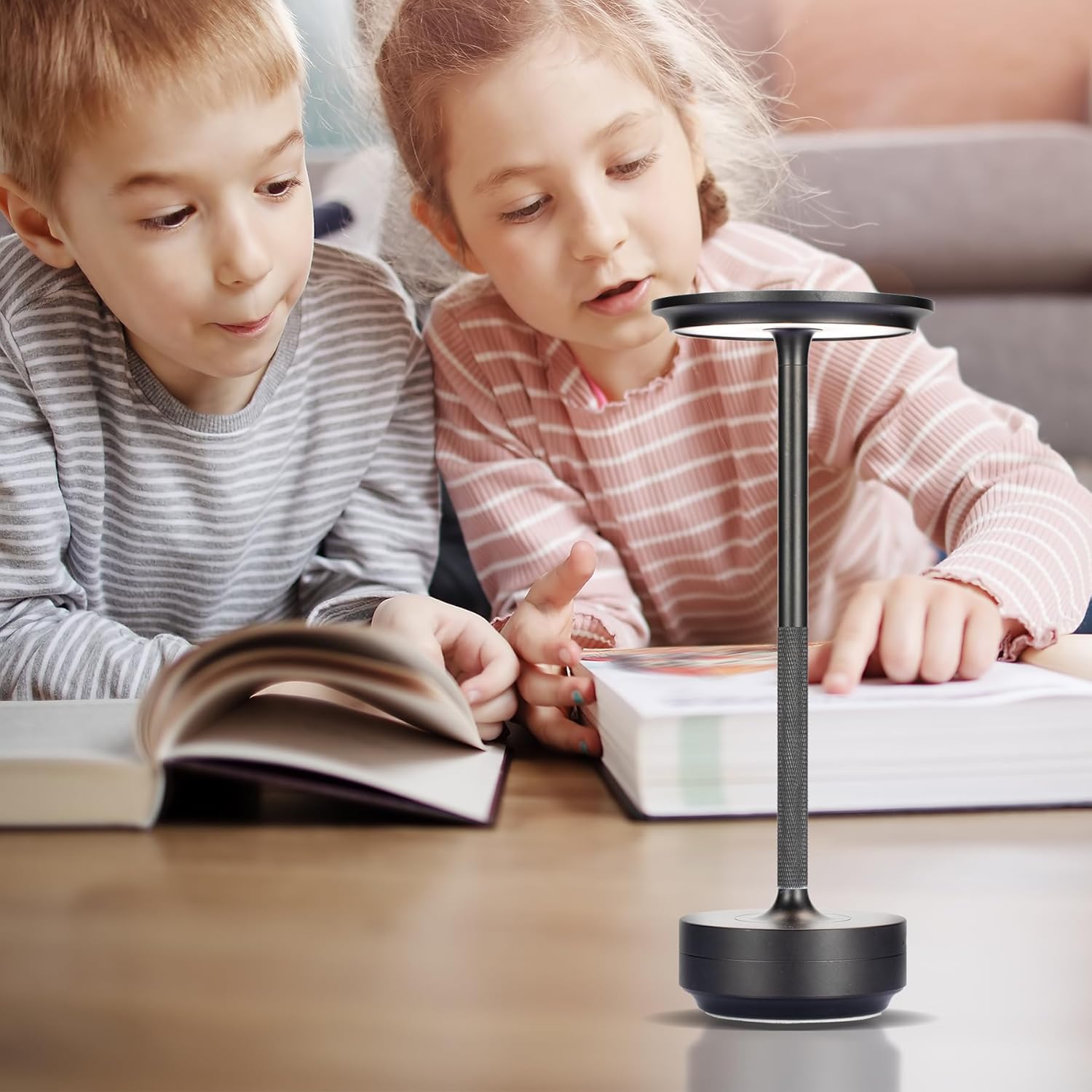 Rechargeable Cordless Table Lamp, Portable 5000 mAh Battery Powered Table Lamp,3 Modes Stepless Dimmable Outdoor Table Light, LED Table Light for Restaurant/Bedroom/Patio. (Black)