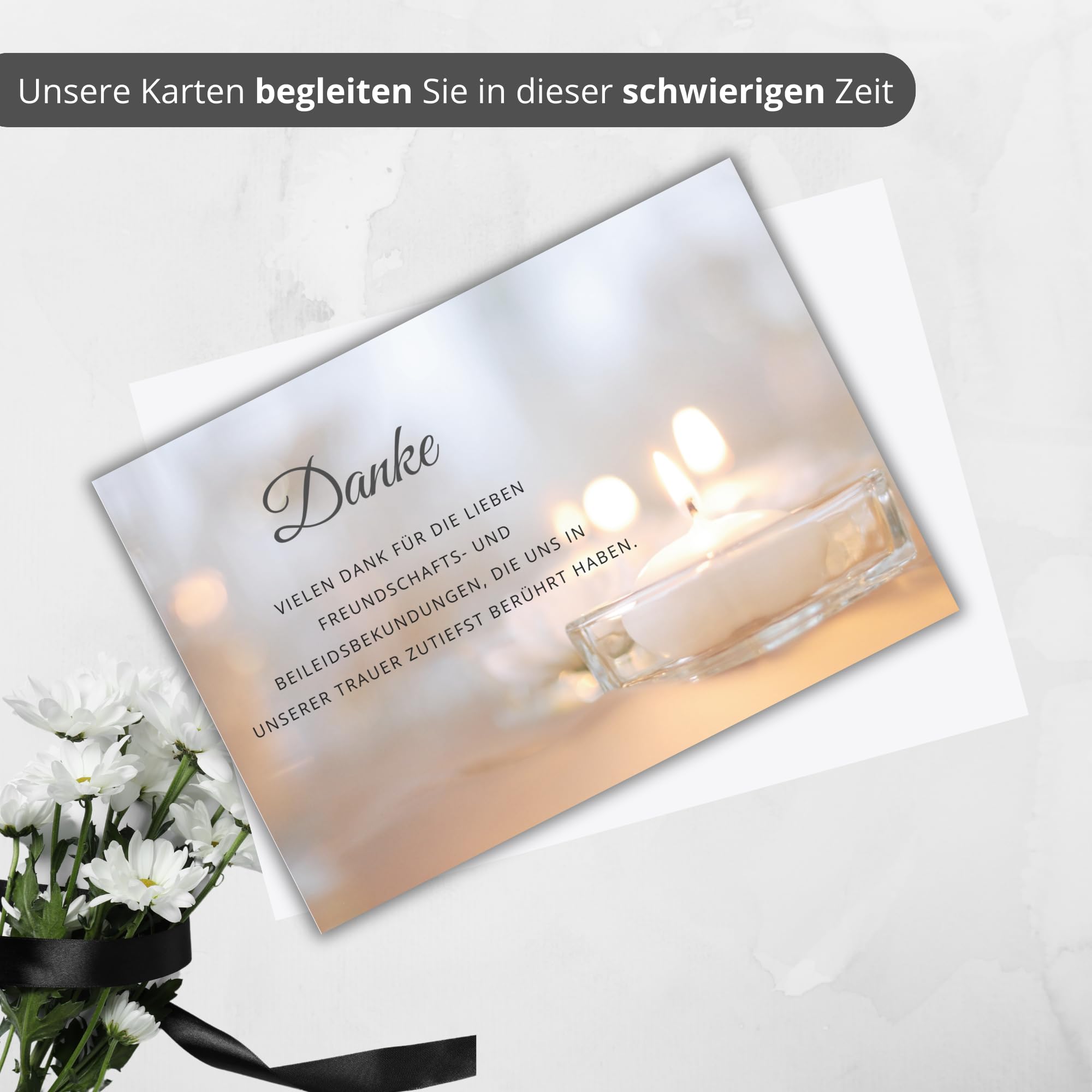 Lot de 75 cartes de condoléances avec enveloppes blanches