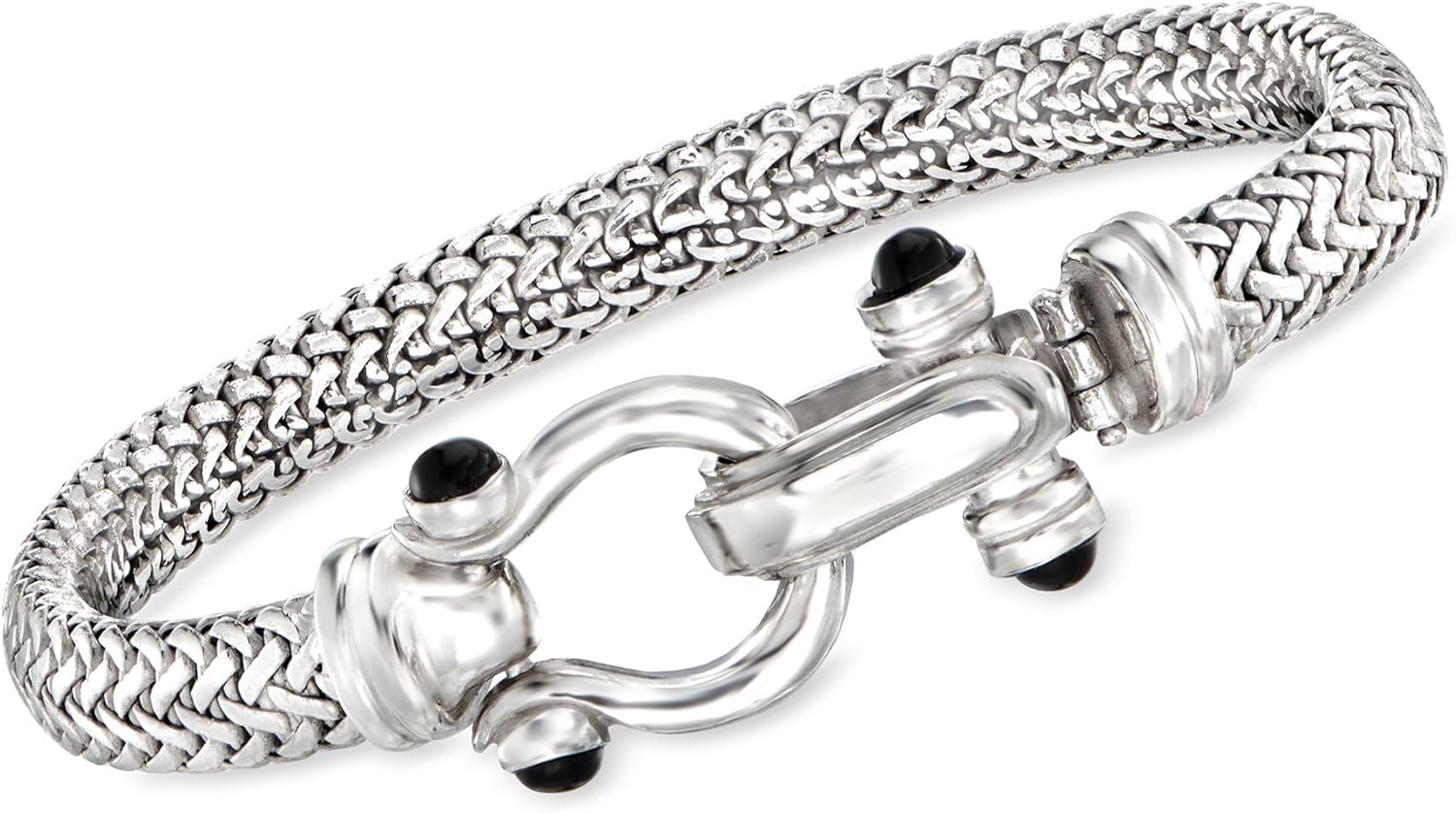 Ross-Simons Italian Sterling Silver Horsebit Bracelet With Black Onyx