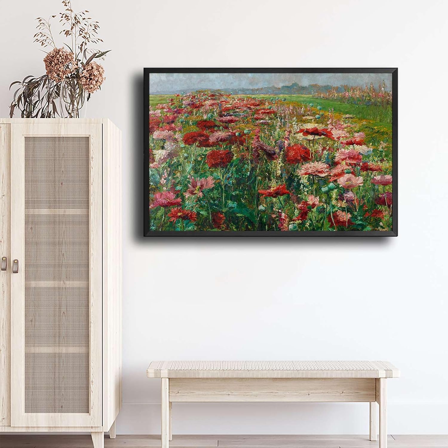 Chen Lin Canvas Art Posters Flower Garden Print Summer Garden Painting Vintage Landscape Wall Art Vintage Oil Painting Modern Home Bedroom Decor 8x12inch Metal Frame