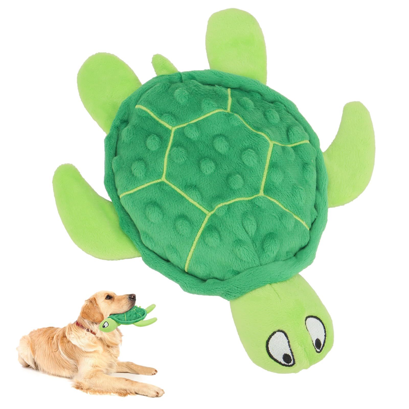 TONYFY Quietschendes Hundespielzeug, Meeresschildkröte Plüsch Hundespielzeug, Interaktives Spielzeug für Welpen zum Zahnen, Kauspielzeug für kleine Hunde (Grün)