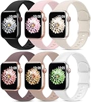 AMSKY 6 Darabos Szilikon Sport Szíj Csomag Apple Watch-hoz 38-49mm Kompatibilis iWatch Karkötő Férfi Női Puha Pántok 1