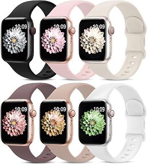 AMSKY 6 Piezas Correas de Silicona Compatible con Correa Apple Watch 40mm 44mm 42mm… — correas apple watch