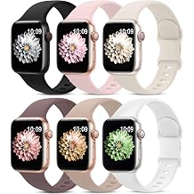 AMSKY Pack of 6 Silicone Sports Bracelets Compatible with Apple Watch Strap 44 mm 40 mm 46 mm 42 mm 41 mm 45 mm 38 mm 49 mm Women Men Soft Band Compatible with iWatch Bracelet 11 10 9 8 7 6 5 4 SE 3